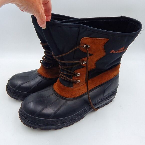 Kamik Rubber Soled Duck Boot Black Tan Lace-Up No Removable Liner Size 11 Canada - Picture 10 of 10